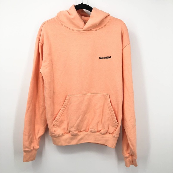 Sporty & Rich Tops - Sporty & Rich Serif Logo Hoodie in Peach Unisex Size S Pullover Long Sleeve